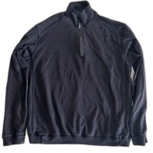 Hathaway Men’s Quarter-Zip Pullover – Blue/Gray Cotton, Size Large
